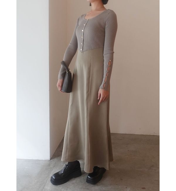 LAGUNAMOON「ボタンニットドッキングナローワンピース」|ワンピース|