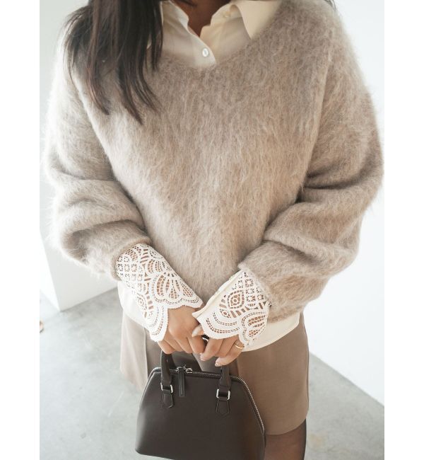 LAGUNAMOON「アルパカシャギーVネックニットプルオーバー」|ニット・セーター|