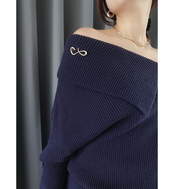 LAGUNAMOON「アシンメトリーカラーニットプルオーバー」|ニット・セーター|