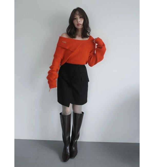 LAGUNAMOON「アシンメトリーカラーニットプルオーバー」|ニット・セーター|