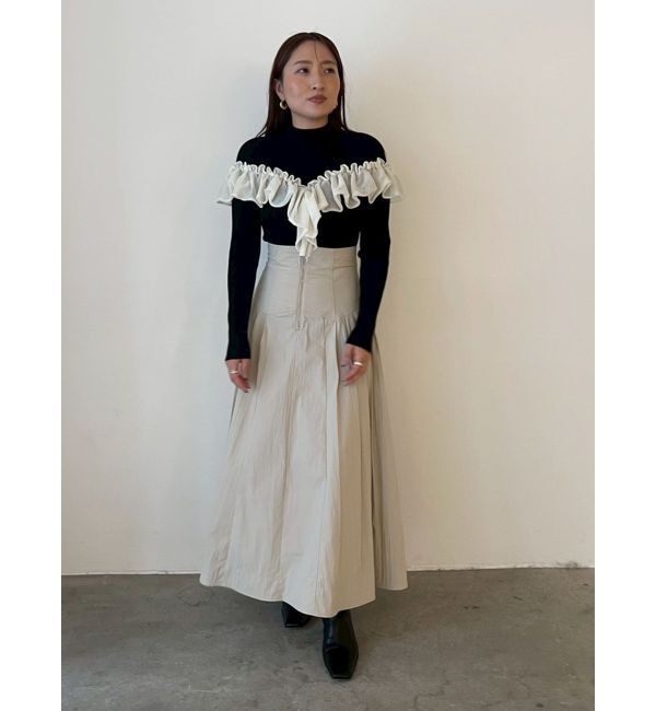 LAGUNAMOON「バイカラーラッフルニットプルオーバー」|ニット・セーター|