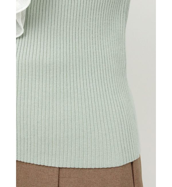 LAGUNAMOON「バイカラーラッフルニットプルオーバー」|ニット・セーター|