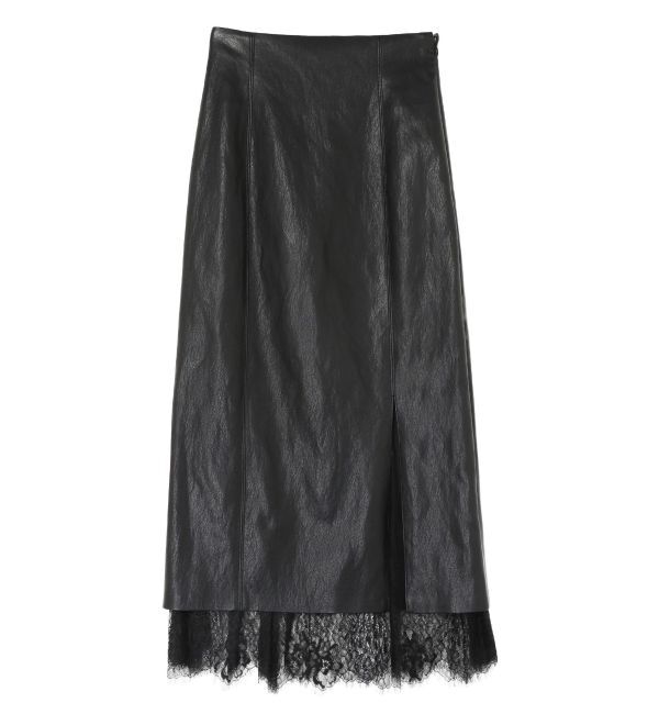 LAGUNAMOON「ヘムレースレイヤードハイウエストエコレザースカート」|スカート|