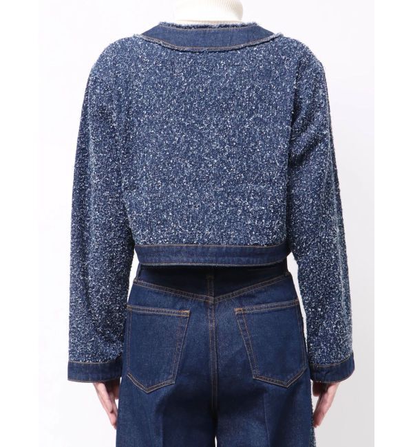 LAGUNAMOON「ツイードライクノーカラーデニムジャケット」|デニムジャケット|