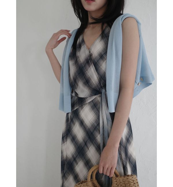LAGUNAMOON「ノットカシュクールチェックワンピース」|ワンピース|