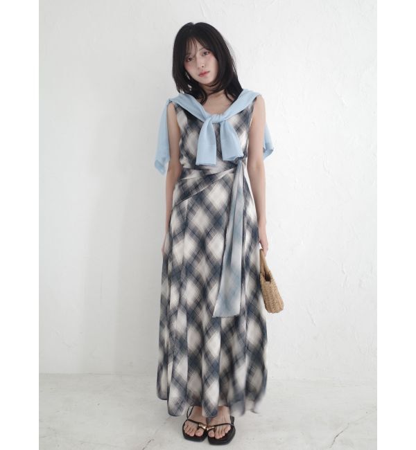 LAGUNAMOON「ノットカシュクールチェックワンピース」|ワンピース|