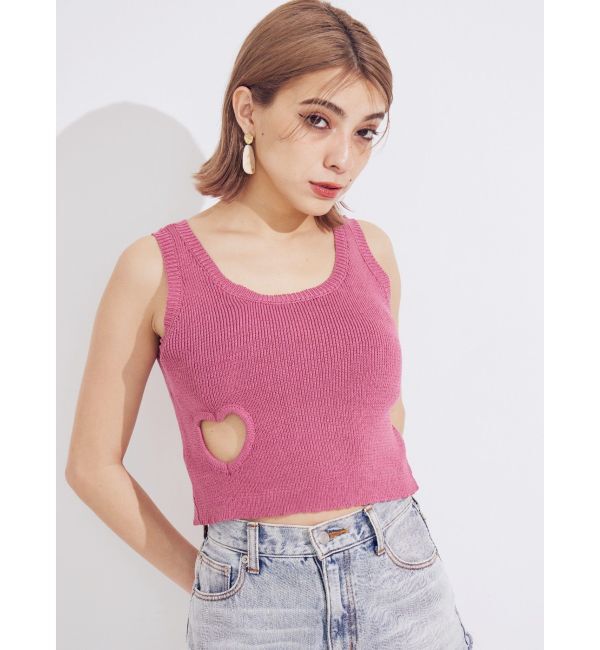 EVRIS「ハートカッティングニットトップス」|タンクトップ|