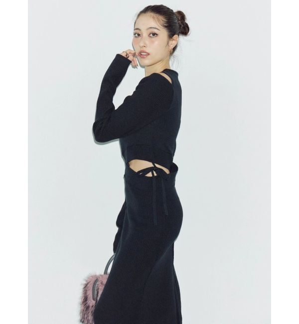 EVRIS「カッティングロングニットワンピース」|ワンピース|