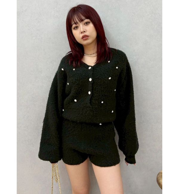 EVRIS「bijouシャギーニットロンパース」|オールインワン|