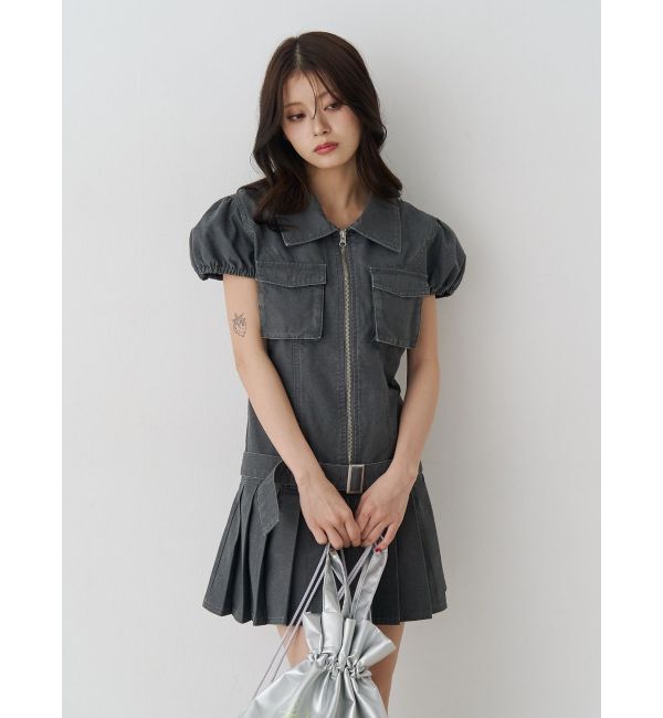 jouetie「ミリタリープリーツミニワンピース」|ワンピース|