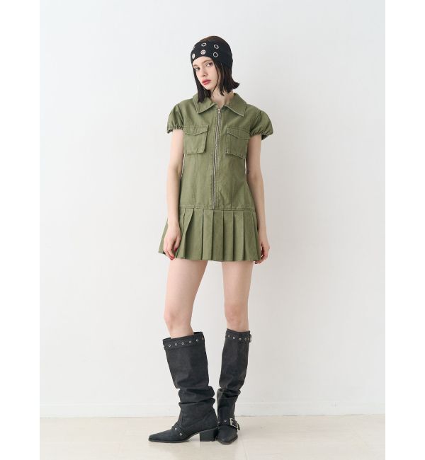 jouetie「ミリタリープリーツミニワンピース」|ワンピース|