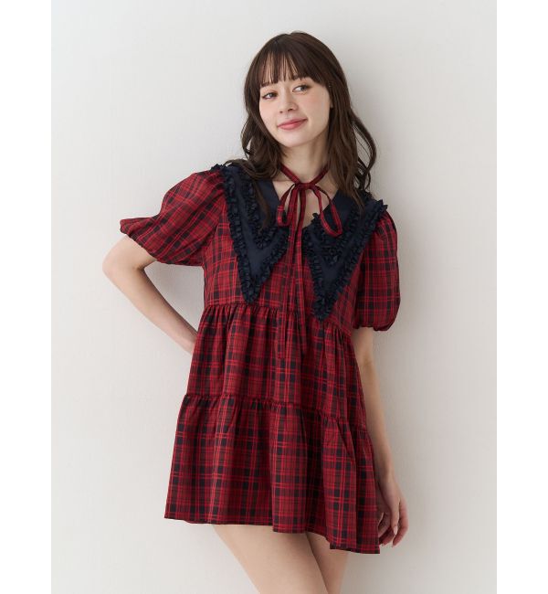 jouetie「ビッグカラーフレアミニワンピース」|ワンピース|レッド