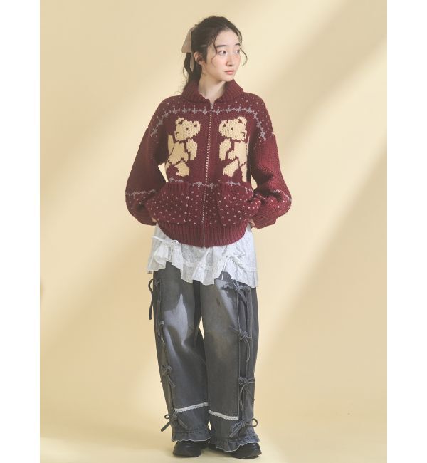 merry jenny「バレルレッグリボンデニムパンツ」|デニム|