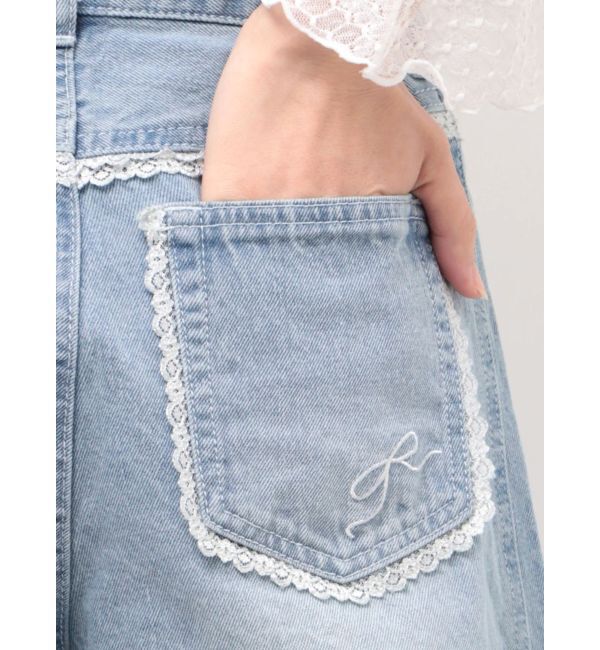 merry jenny「バレルレッグリボンデニムパンツ」|デニム|