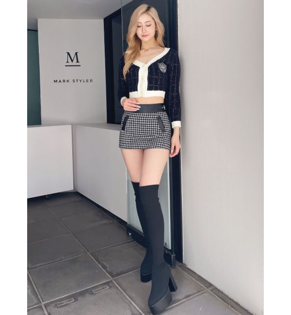 GYDA「ツイードライクエンブレムニットカーディガン」|カーディガン|