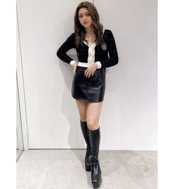 GYDA「ツイードライクエンブレムニットカーディガン」|カーディガン|