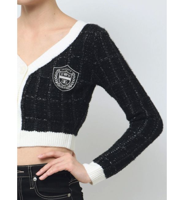 GYDA「ツイードライクエンブレムニットカーディガン」|カーディガン|