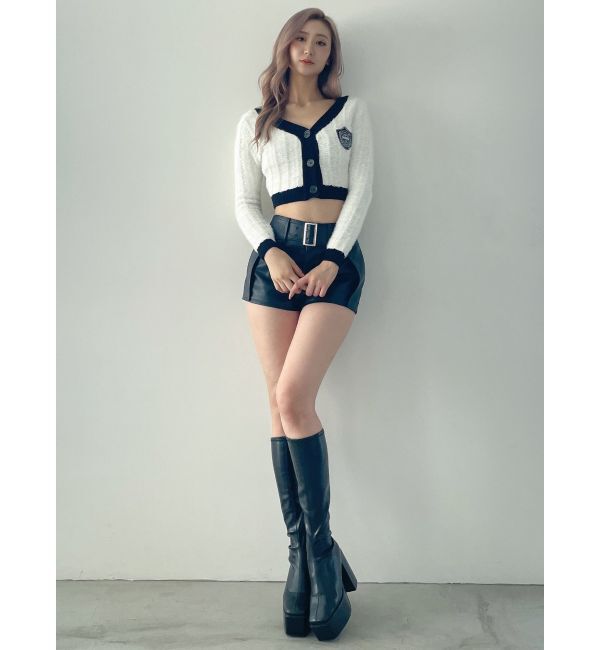 GYDA「ツイードライクエンブレムニットカーディガン」|カーディガン|