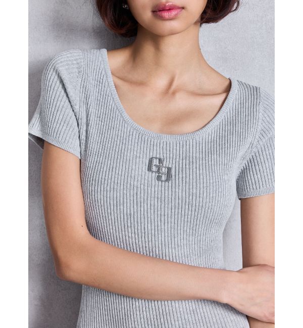 GYDA「GGプレートハーフスリーブLONGニットワンピース」|ワンピース|