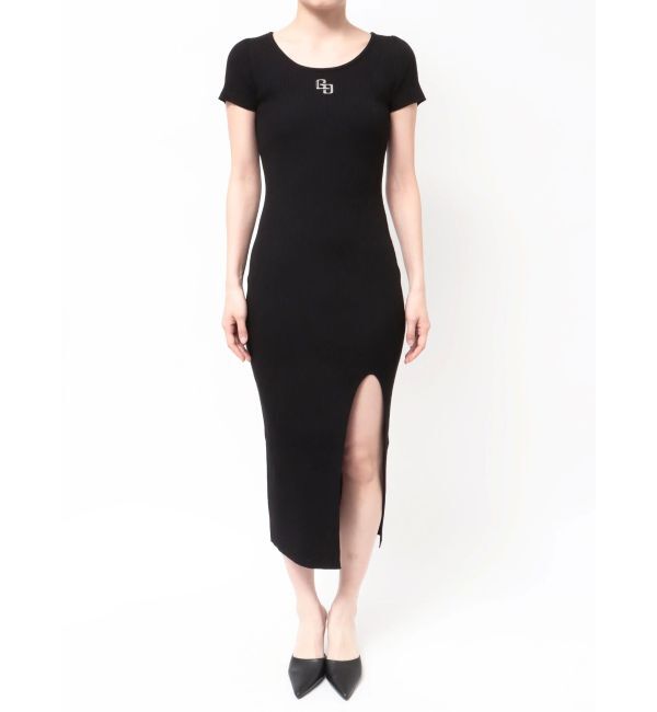 GYDA「GGプレートハーフスリーブLONGニットワンピース」|ワンピース|