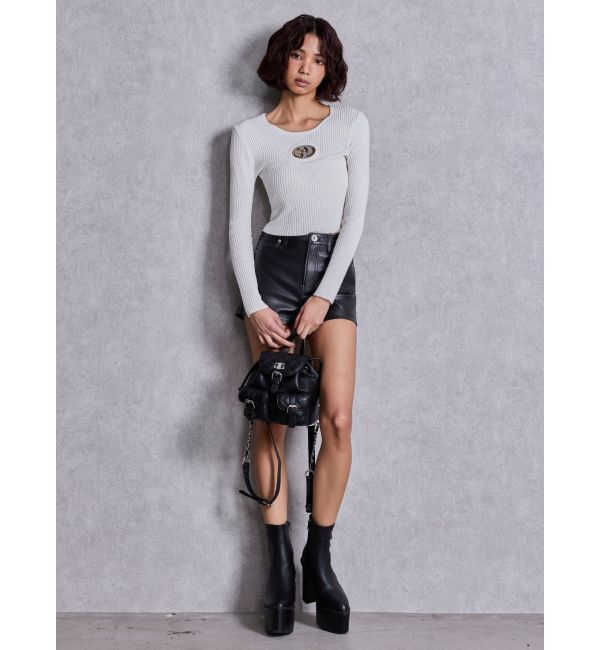 GYDA「ハイウエストフェイクレザーショートパンツ」|その他|