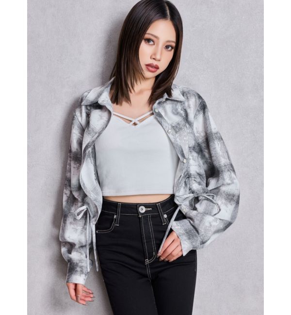 GYDA「ドロストショートGRUNGEチェックシャツ」|シャツ・ブラウス|