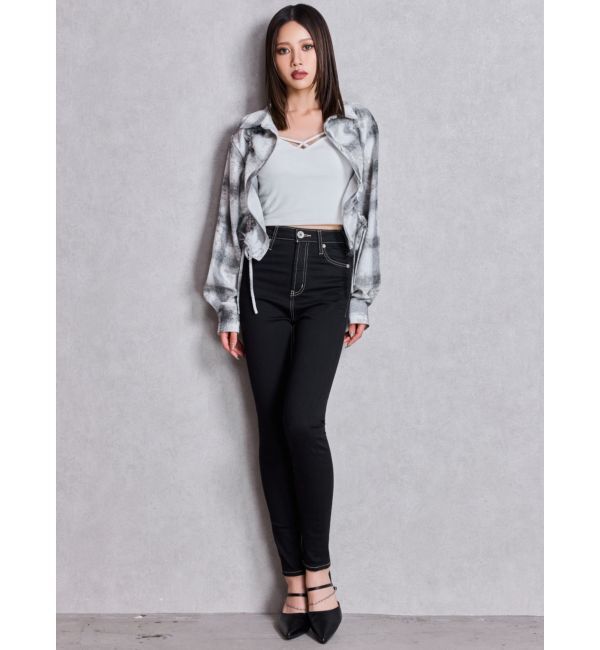 GYDA「ドロストショートGRUNGEチェックシャツ」|シャツ・ブラウス|