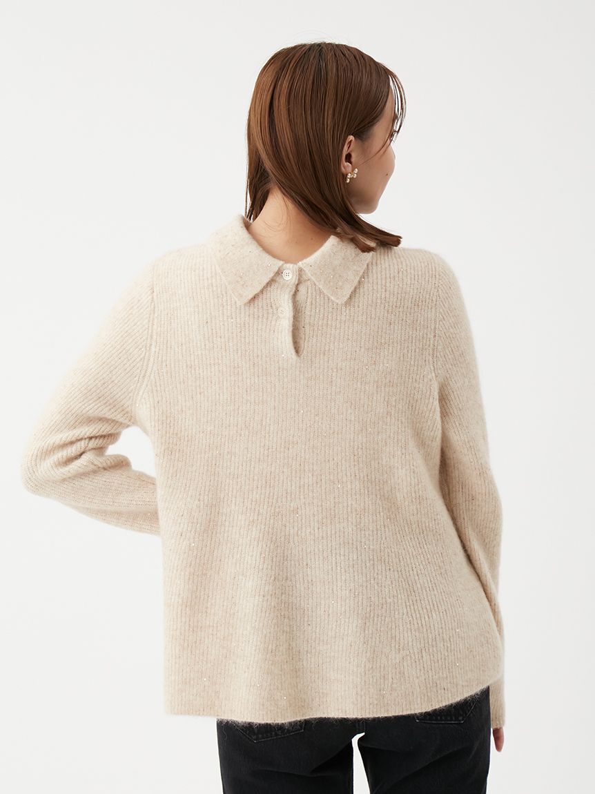 Mila Owen「4WAYモヘヤラメペプラムニットプルオーバー」|ポロシャツ|