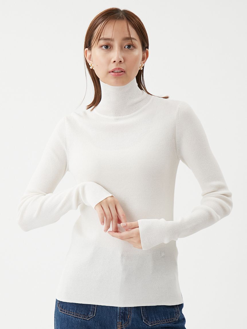 Mila Owen「シアーラメタートルネックリブニット」|ニット・セーター|