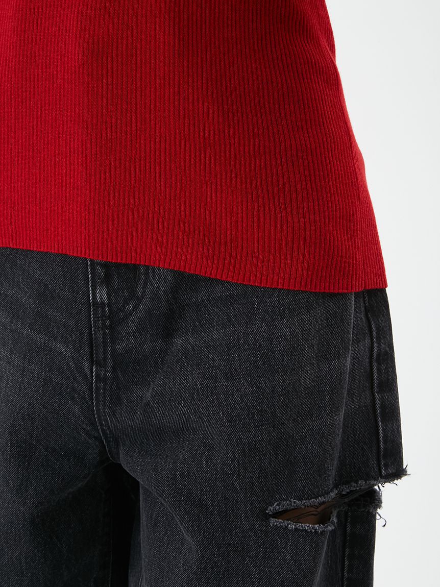 Mila Owen「ベロアヘンリーネックリブニット」|ニット・セーター|