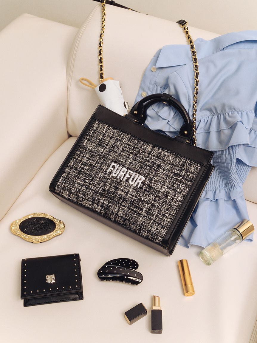 FURFUR「(Lsize) ツイードロゴトートバッグ【WEB・一部店舗限定】」|トートバッグ|BLK