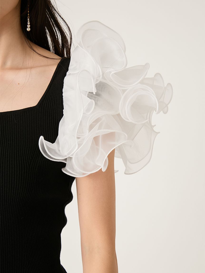 FRAY I.D「オーガンジーフリルスリーブニット」|ニット・セーター|