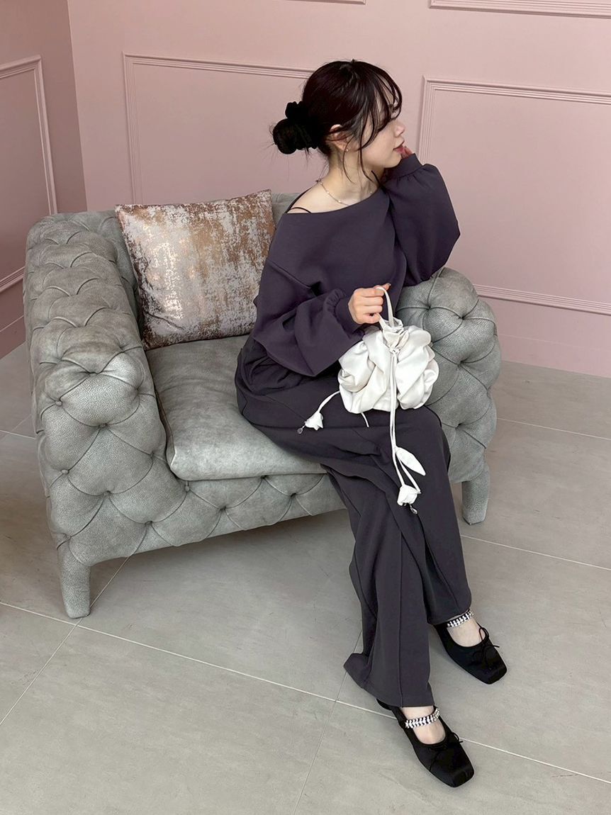 LILY BROWN「【WEB限定カラー】ドレープオフショルボンディングスウェット」|スウェット・ジャージ|