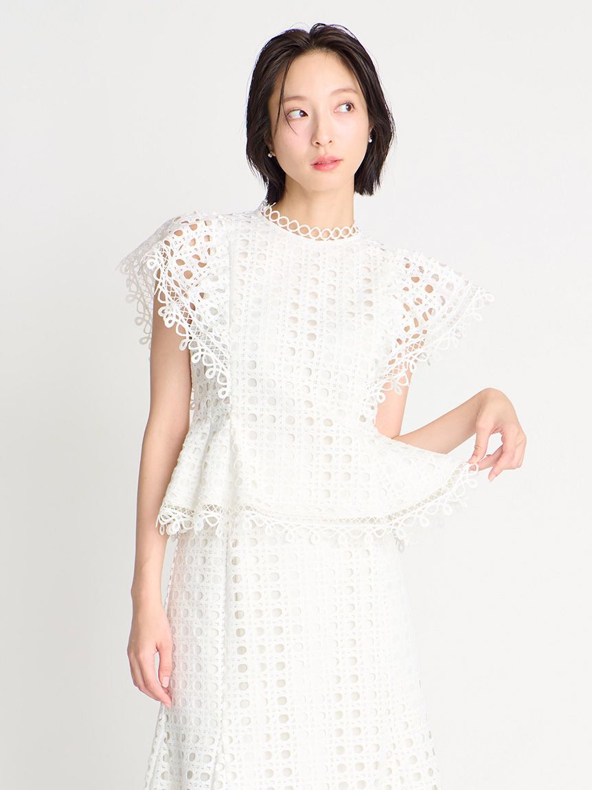 CELFORD「【セットアップ対応】ジオメトリックパターンレースブラウス」|シャツ・ブラウス|