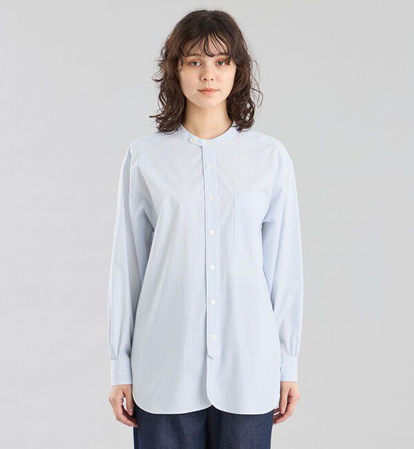 MACKINTOSH PHILOSOPHY「GREY LABEL ストライプバンドカラーシャツ」|シャツ・ブラウス|