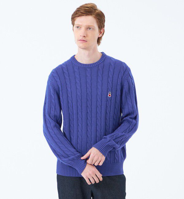 MACKINTOSH PHILOSOPHY「バッキンガムベア ケーブル クルーネックプルオーバー」|ニット・セーター|パープル