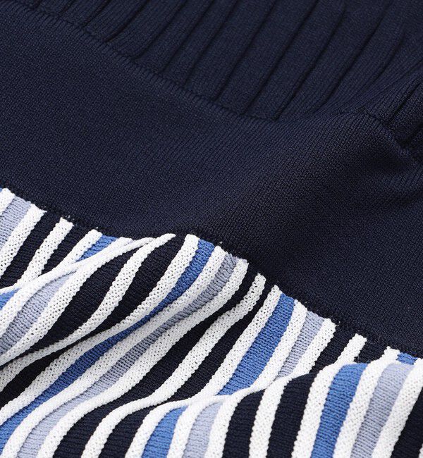  「【ストレッチ】バイカラープリーツライクニットワンピース」|ワンピース|