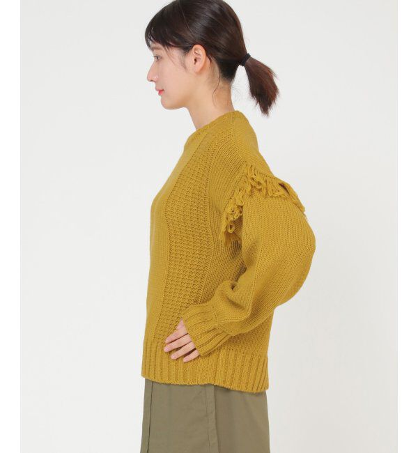 ikka「袖フリンジニットプルオーバー」|プルオーバー|