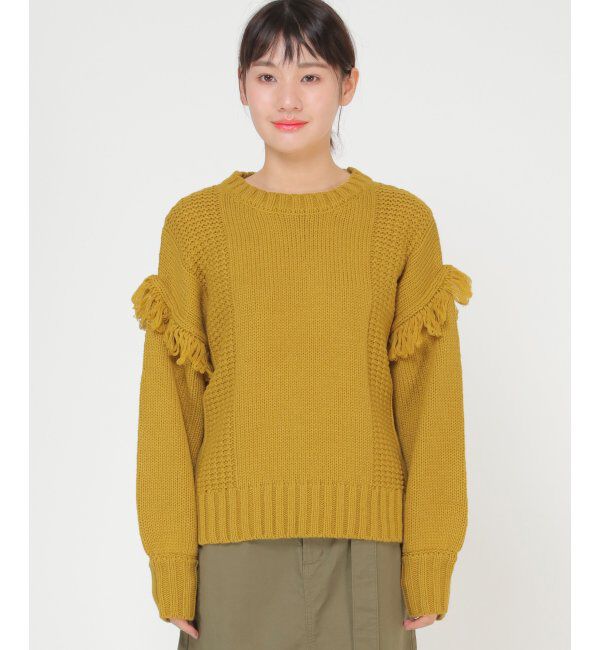 ikka「袖フリンジニットプルオーバー」|プルオーバー|