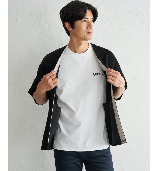 ikka「冷感DRY鹿の子5分袖カーディガン」|カーディガン|