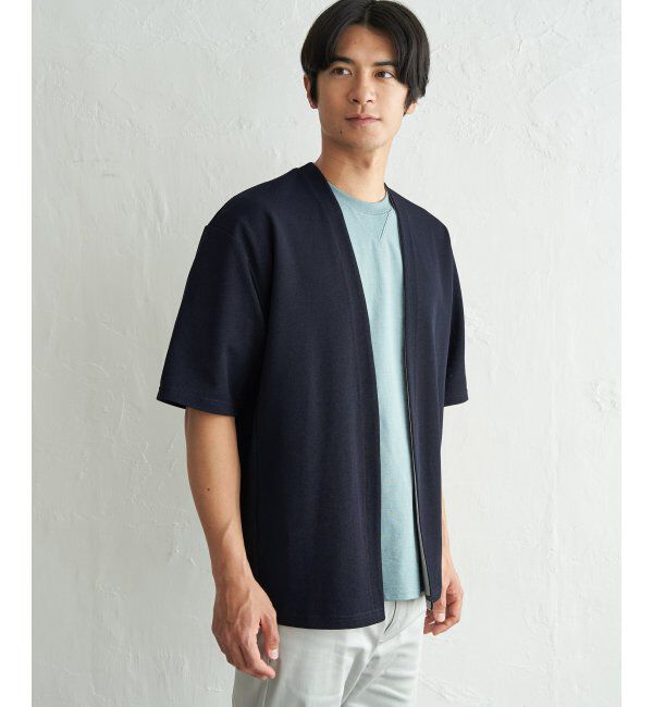 ikka「冷感DRY鹿の子5分袖カーディガン」|カーディガン|