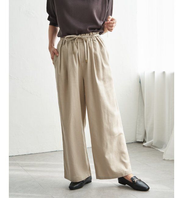 ikka「麻混ベルト付きイージーパンツ」|その他|