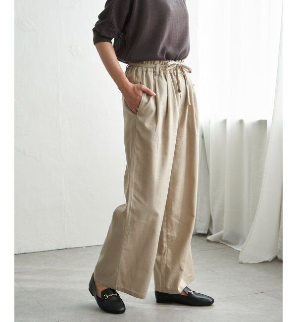 ikka「麻混ベルト付きイージーパンツ」|その他|