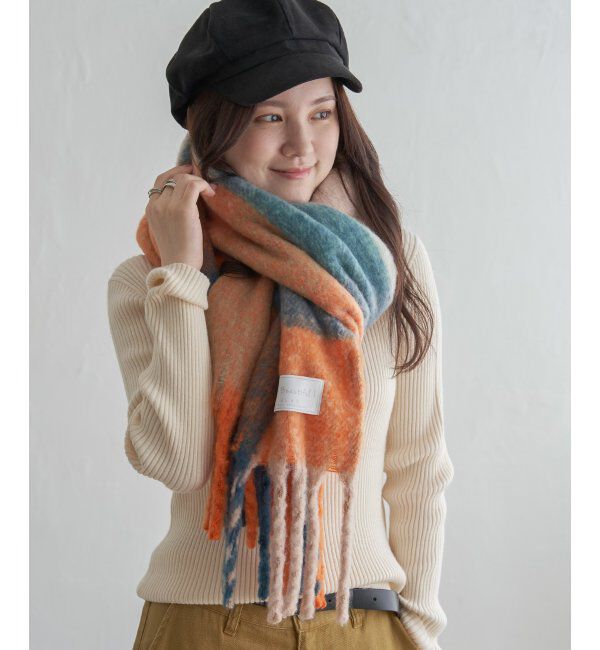 Lbc with Life「ブロックチェックストール」|マフラー|オレンジケイ