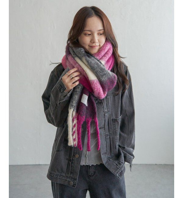 Lbc with Life「ブロックチェックストール」|マフラー|