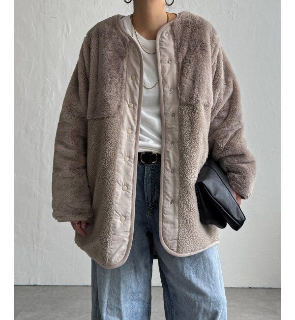 Lbc with Life「リバーシブルファーキルトコート」|その他|ベージュ