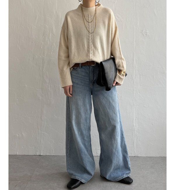 Lbc with Life「透かしラインバックスリットニット」|カーディガン|