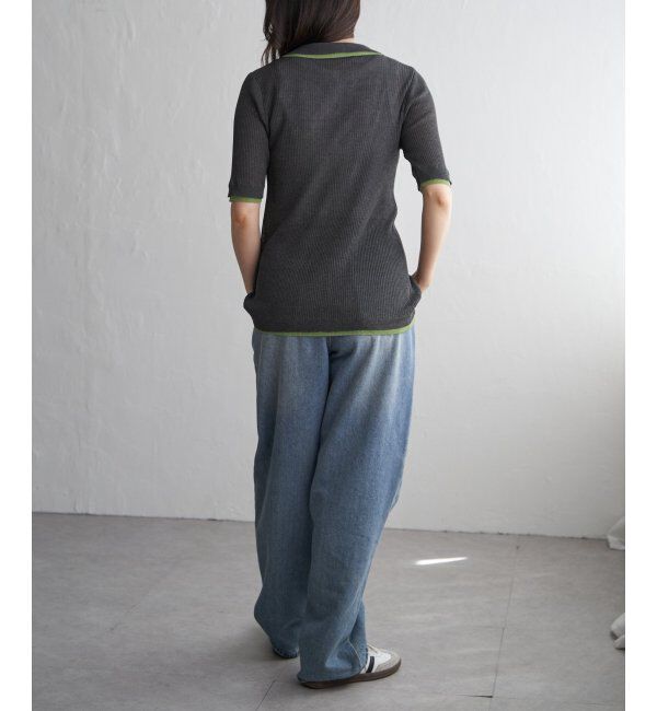 VENCE share style「麻タッチ襟付きカーディガン」|カーディガン|