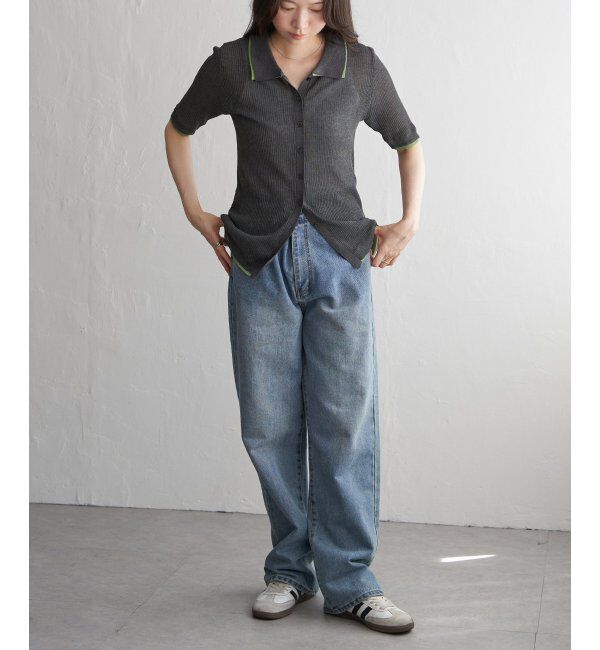 VENCE share style「麻タッチ襟付きカーディガン」|カーディガン|