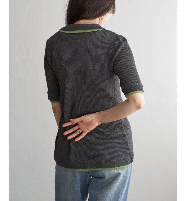 VENCE share style「麻タッチ襟付きカーディガン」|カーディガン|